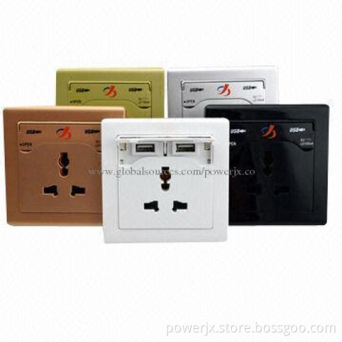AC USB wall outlet, USB power outlet/silver color wall plug with USB